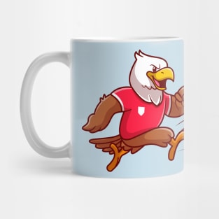 Cute Eagle Playing Soccer Ball Cartoon Mug